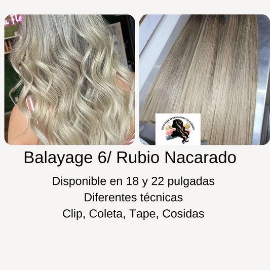 Clip Balayage 6/Rubio Nacarado 18 pulgadas 100g